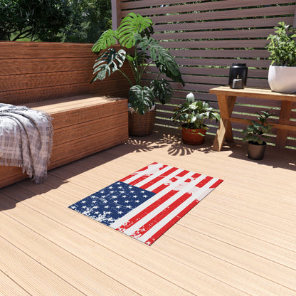 Patriotic American Flag Outdoor Mat